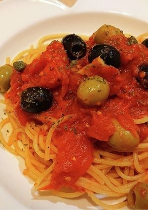 『プッタネスカ』オリーブとトマトのパスタ-レシピのメイン写真