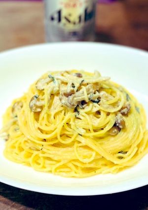 たらことキノコのクリームパスタ-レシピのメイン写真