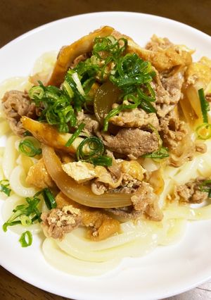 ぶっかけうどんに合う油揚げと豚肉の煮物♡-レシピのメイン写真
