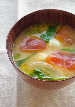 モッツァレラチーズのとろける洋風お味噌汁-レシピのメイン写真