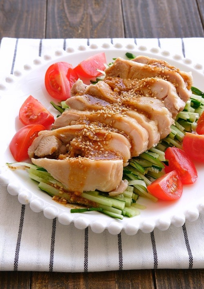 レンジで蒸し鶏の棒棒鶏風-レシピのメイン写真