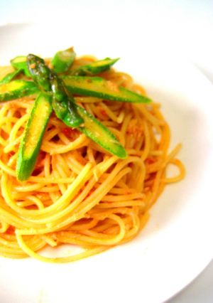アスパラとツナのトマトクリームパスタ-レシピのメイン写真