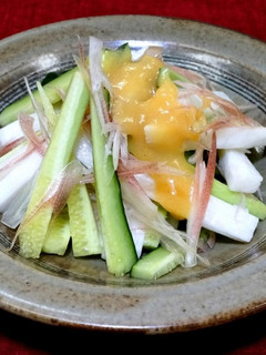 キュウリ・長いも・みょうがの酢みそがけ-レシピのメイン写真