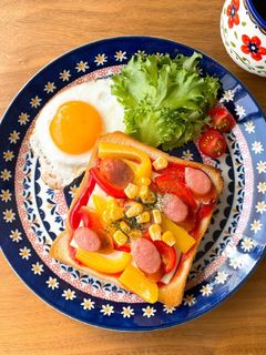 【ワンプレート朝食】カラフルピザトースト-レシピのメイン写真