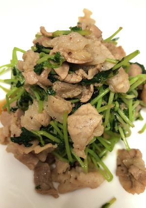 豆苗と豚肉の豆豉炒め-レシピのメイン写真