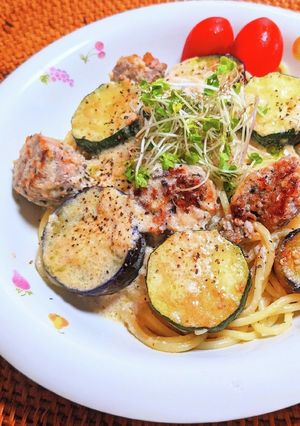 サルシッチャと夏野菜のクリームパスタ-レシピのメイン写真