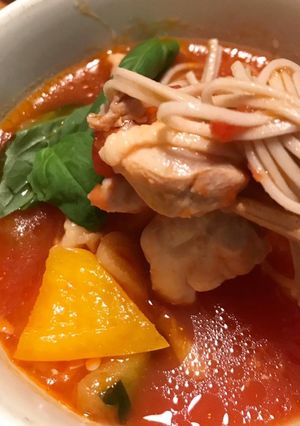 和イタリアン☆チキンとトマトのつけ蕎麦-レシピのメイン写真