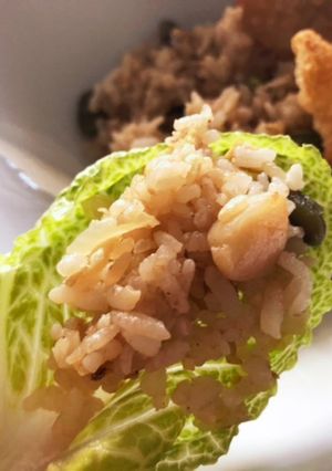 簡単☆帆立炒飯onレタス-レシピのメイン写真