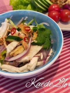 レンジde蒸し鶏と胡瓜のパクチーサラダ-レシピのメイン写真