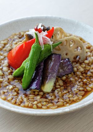 【卯月製麺】素揚げ野菜とそばの実揚げ出し-レシピのメイン写真