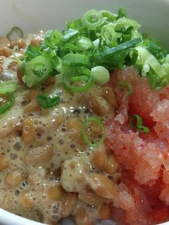 納豆ご飯(明太子、万能ねぎ)-レシピのメイン写真