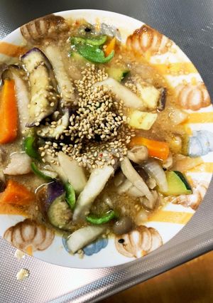 焼肉タレ味噌うどん味豚こま大根青椒肉絲風-レシピのメイン写真