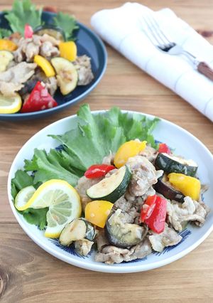 夏野菜と豚肉のねぎ塩レモンソテー-レシピのメイン写真