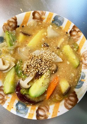 根菜万能麺のすごだれ炒め味温野菜サラダ-レシピのメイン写真