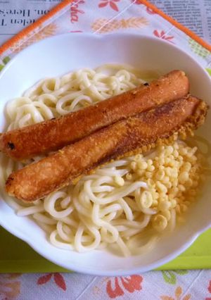 醤油うどん風冷やしうどん23ソーセージ天-レシピのメイン写真
