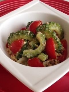 夏野菜☆『ゴーヤとプチトマトの塩麹炒め』-レシピのメイン写真