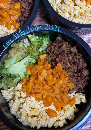 豚ミンチとブロッコリーの４色そぼろ丼弁当-レシピのメイン写真