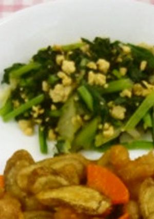 給食☆小松菜と卵の磯辺和え-レシピのメイン写真