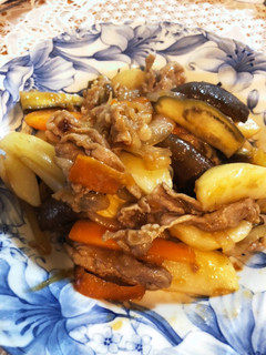 ナス豚肉じゃがいも炒め-レシピのメイン写真