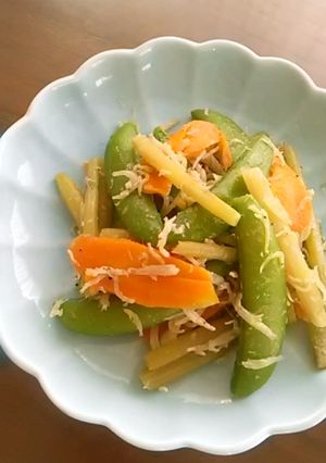 スナップエンドウとふきの炒め物-レシピのメイン写真