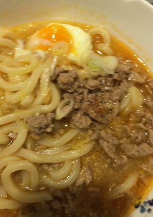簡単余ったエビチリ肉味噌うどん-レシピのメイン写真