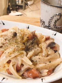 エリンギと玉葱のクリームパスタ-レシピのメイン写真