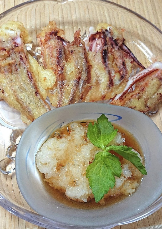 イカゲソの天ぷらめんつゆ大根おろし添え-レシピのメイン写真