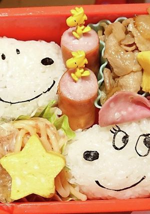 スヌーピー&ベルおにぎり弁当!-レシピのメイン写真