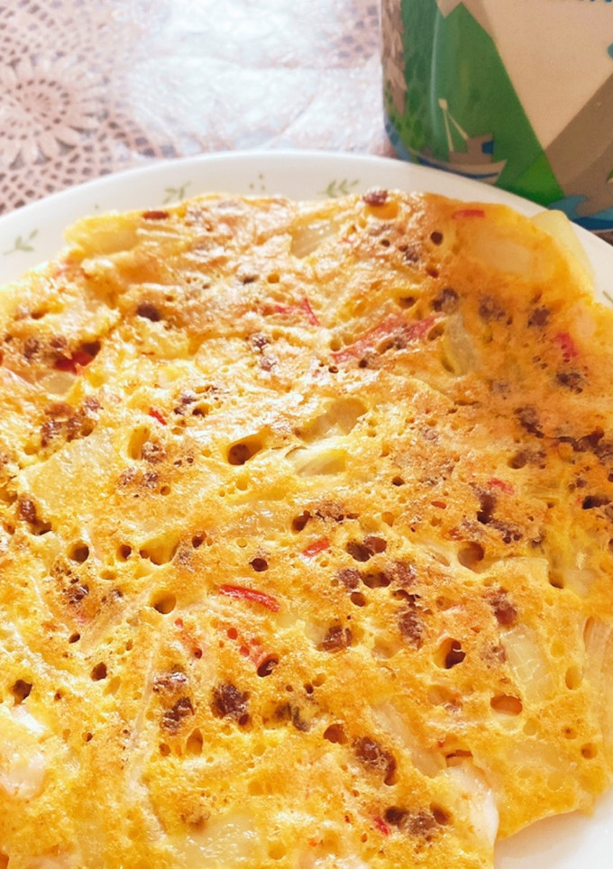 納豆と玉ねぎ、エビのヘルシーお焼き-レシピのメイン写真