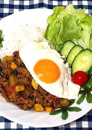 夏野菜のハンバーグライス-レシピのメイン写真