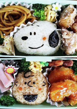 スヌーピー＆チャーリー•ブラウンキャラ弁-レシピのメイン写真