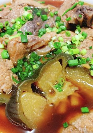 マグロ筋と丸茄子の甘辛煮-レシピのメイン写真