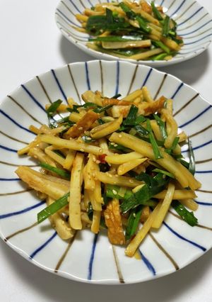 ちくわ+ニラ+たけのこ肉無し青椒肉絲風-レシピのメイン写真