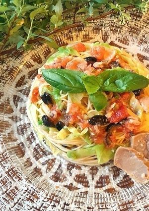 まぐろの尾肉と春キャベツの冷製パスタ-レシピのメイン写真