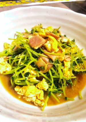 豆苗、卵、ベーコン炒め-レシピのメイン写真