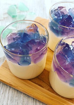 バタフライピーで紫陽花レアチーズケーキ♡-レシピのメイン写真