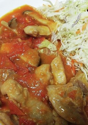 フライパンで簡単！！ガリバタトマトチキン-レシピのメイン写真
