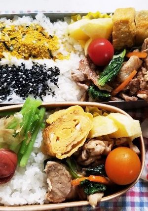 豚肉青梗菜炒め弁当(6.14)-レシピのメイン写真