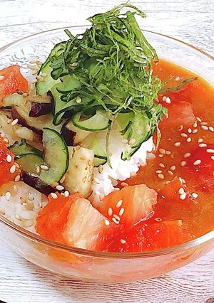 リコピンたっぷり！夏野菜の冷汁-レシピのメイン写真