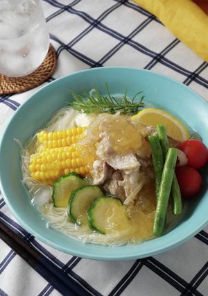 夏野菜と豚こまのコンソメジュレそうめん-レシピのメイン写真