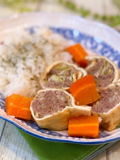【炊飯器で】キャベツひき肉巾着&ご飯-レシピのメイン写真
