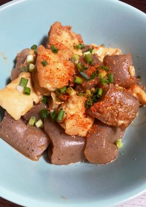 *こんにゃくと厚揚げ豆腐の味噌煮込み風*-レシピのメイン写真
