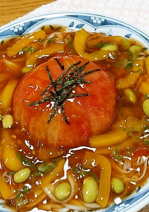 中からビックリ！あんかけトマトまぜそば-レシピのメイン写真
