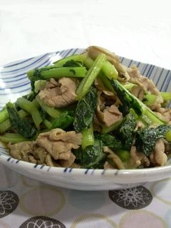 ターツァイと豚肉のわさび醤油炒め-レシピのメイン写真