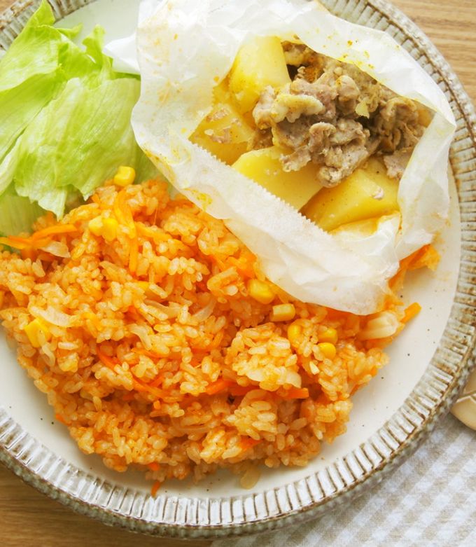 炊飯器2品！チキンライス＆豚こま包み蒸し-レシピのメイン写真