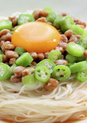 夏バテ予防!オクラ納豆そうめん-レシピのメイン写真