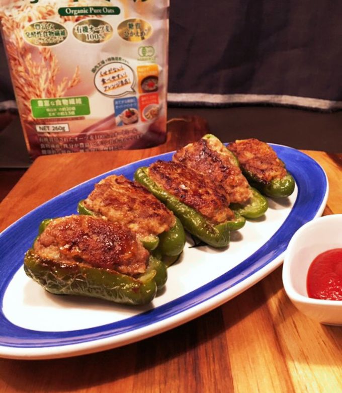 オートミールで美味しい!ピーマンの肉詰め-レシピのメイン写真