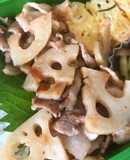 お弁当用☆豚コマと蓮根の梅炒め