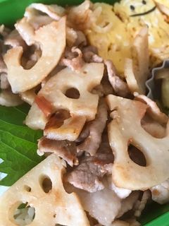 お弁当用☆豚コマと蓮根の梅炒め-レシピのメイン写真