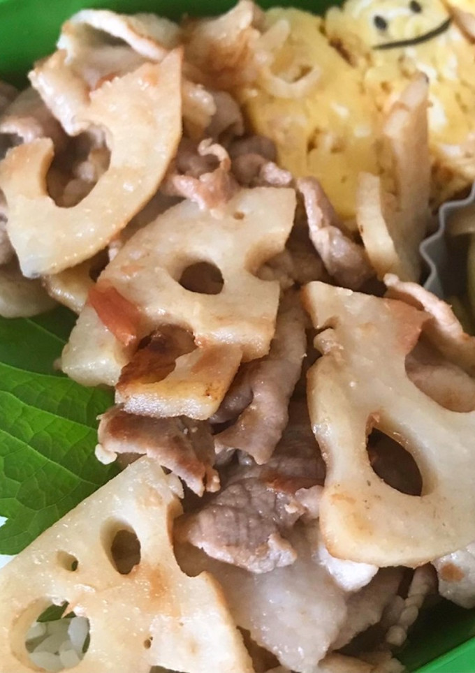お弁当用☆豚コマと蓮根の梅炒め-レシピのメイン写真